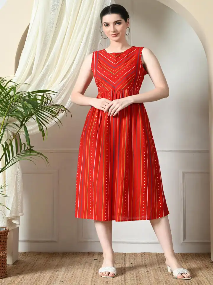 Buy TOP 30 Women Sleeveless Round Neck Fit & Flare Dress - Dresses for  Women 31342122 | Myntra