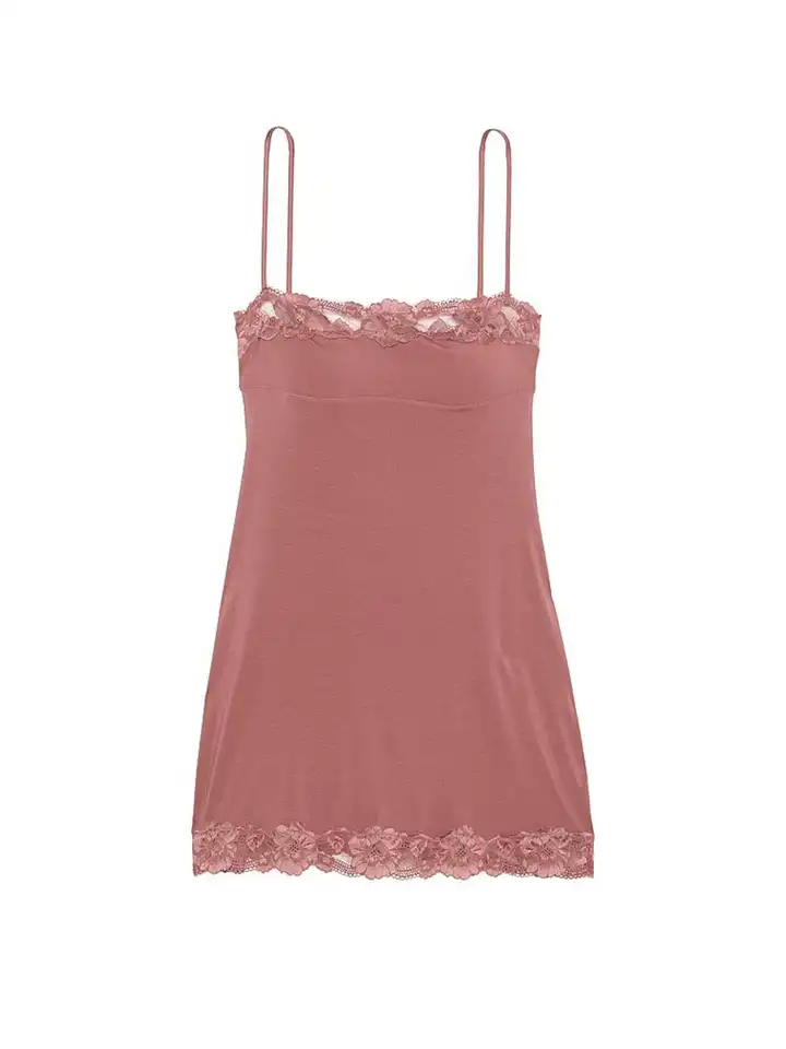 Buy Victoria's Secret Modal Lace-Trim Straight-Neck Slip Dress - Nightdress  for Women 31942771 | Myntra