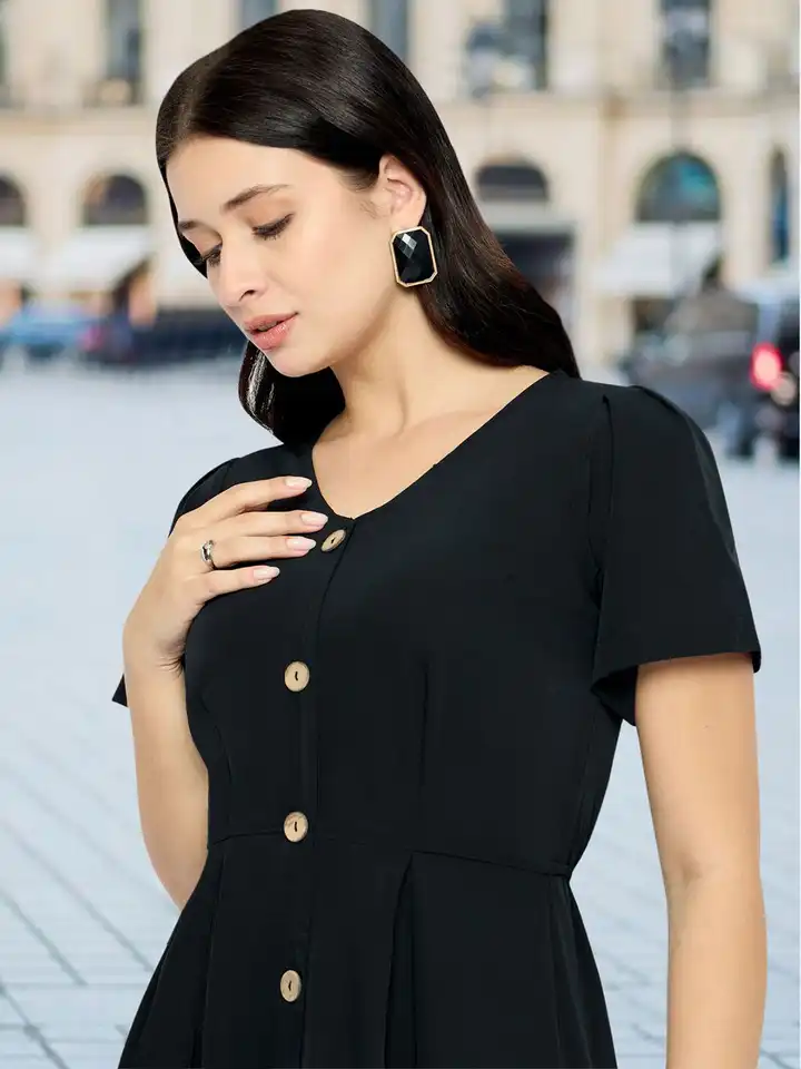 chinese dress ladies Light Olive Denim Button Down A-Line Mini Dress