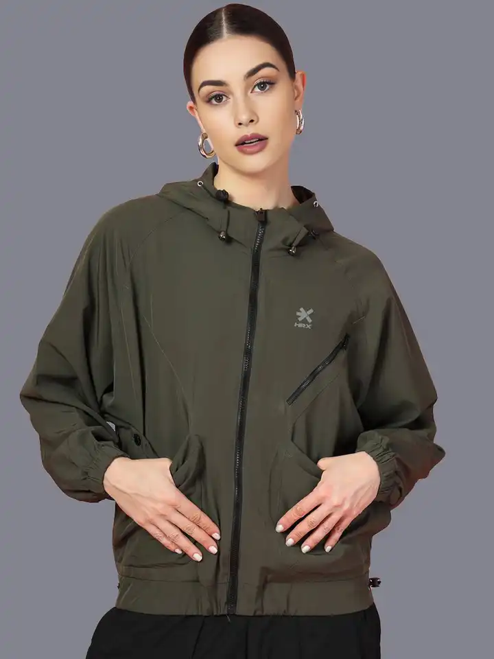 Buy HRX by Hrithik Roshan Women Hooded Solid Casual Tailored