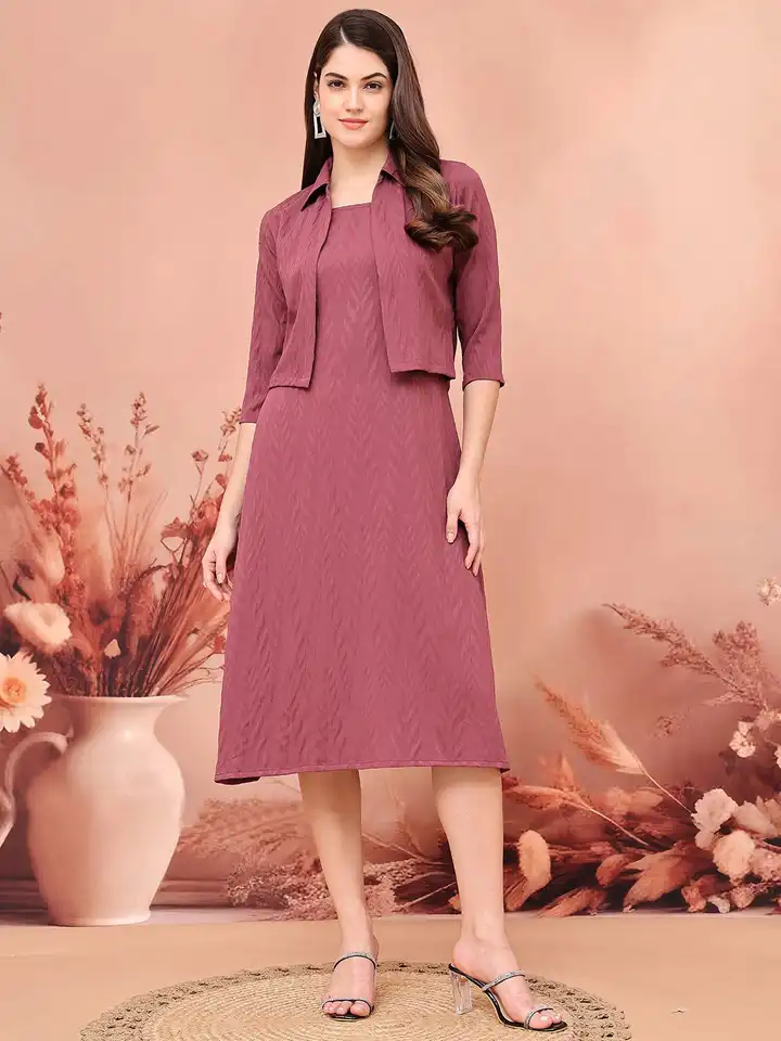 Buy Claura Women Fit & Flare Midi Dress with Jacket - Dresses for Women  32039648 | Myntra