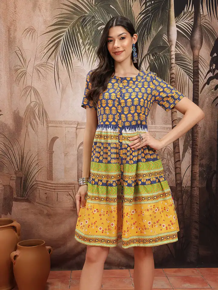 white christmas dresses Cotton Dress Casual Loose Soft Dresses Long sleeves Midi Dress – Ethnic  Fashville main image 0