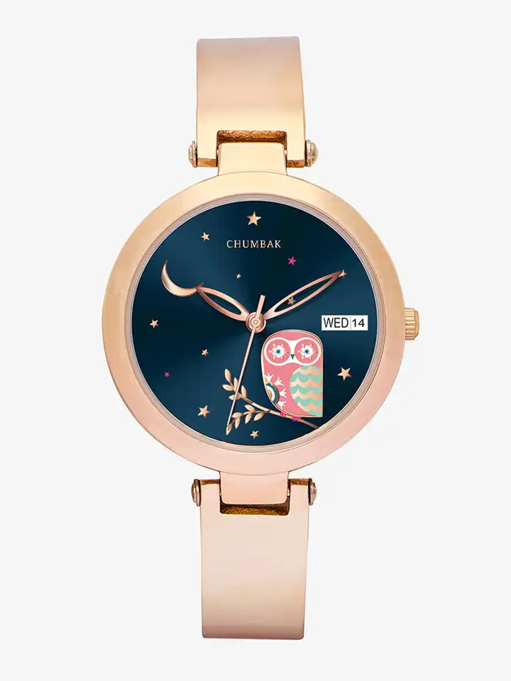 Buy Chumbak Women Rosegold with Navy Dial Nocturnal Metal Watch