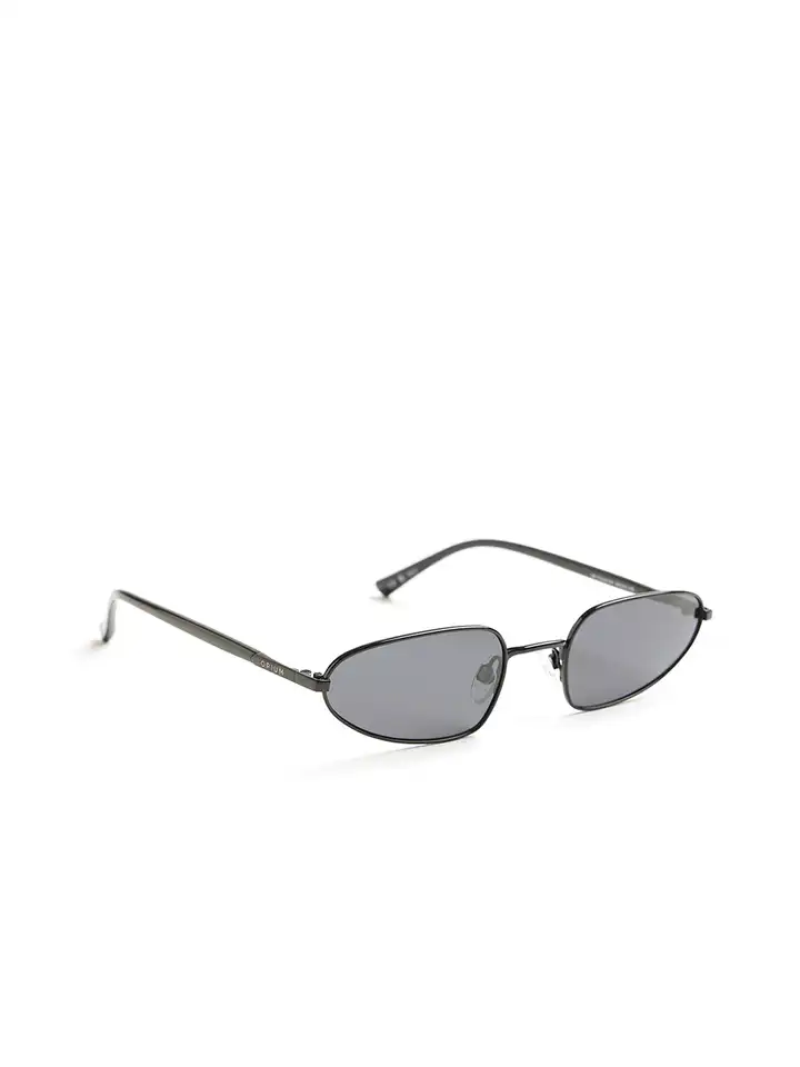 Buy OPIUM Women Black Oval Polarised and UV Protected Lens Metal