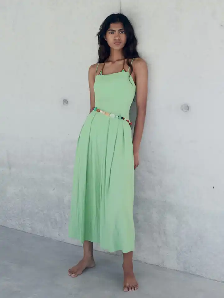 Buy MANGO Pleated Sleeveless Fit & Flare Midi Dress - Dresses for Women  34631458 | Myntra