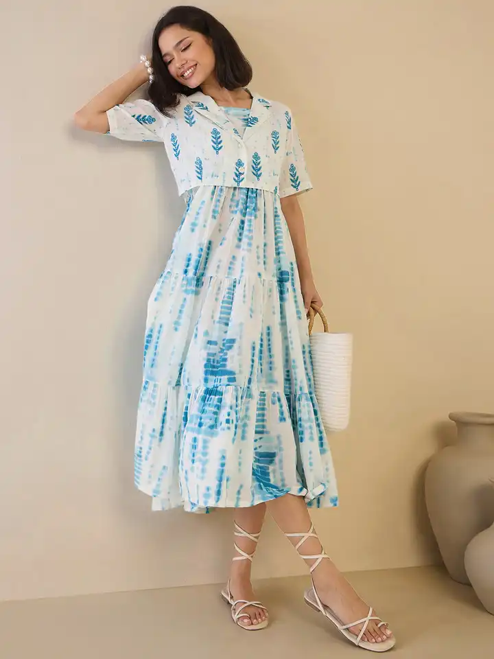 Buy ZUMMER Tie and Dye Print Cotton Fit & Flare Midi Dress - Dresses for  Women 34793178 | Myntra