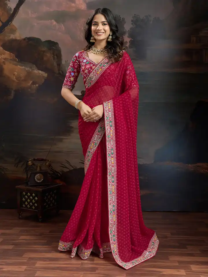 Saree Banarasi in semi georgette con camicetta - Italia
