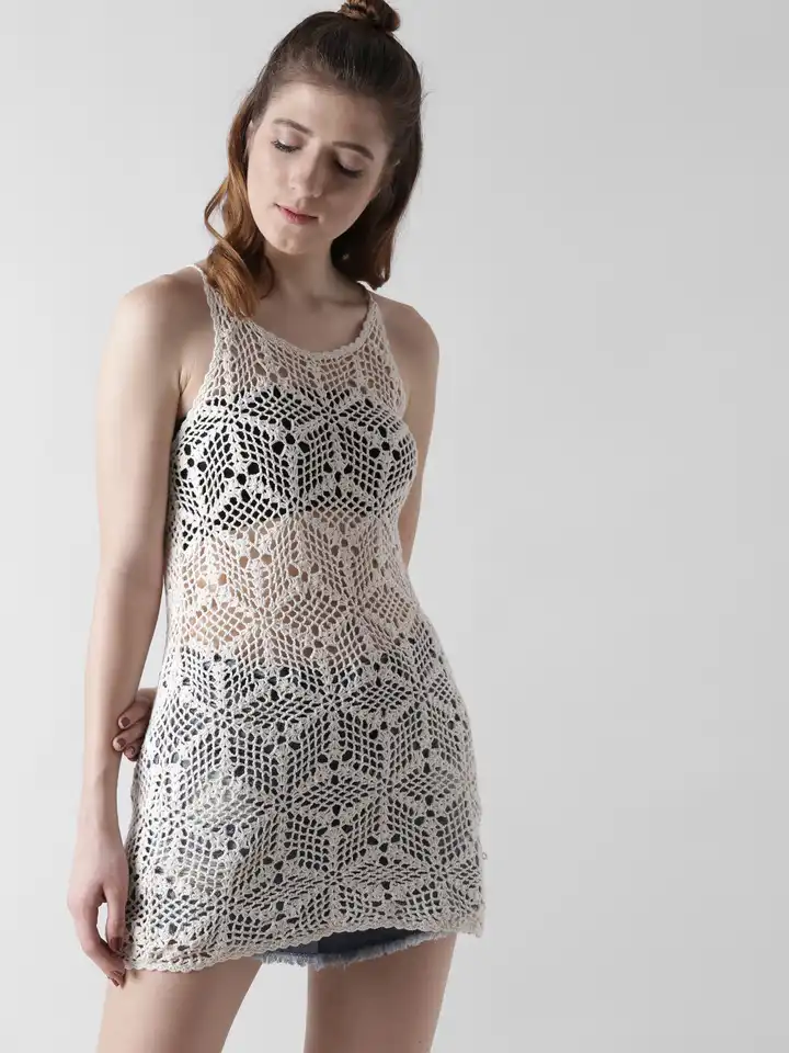 Buy FOREVER 21 Women Off-White Crochet Sheath Dress - Dresses for Women  4287389 | Myntra