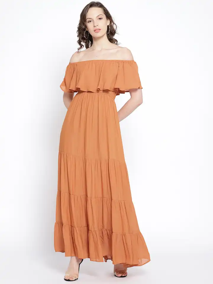 fitted lace wedding dress Rouched Off The Shoulder Dress Maxi main image 1