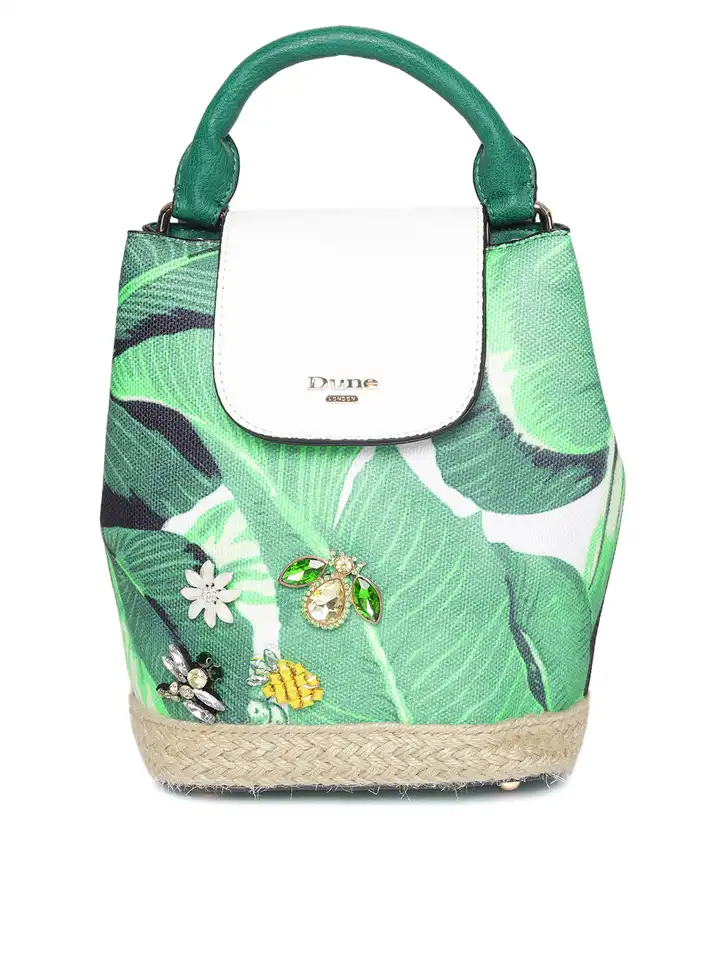 Dune London backpack purse Green and White Leaf Print Women\'s Bag Dune Backpack Bags & Handbags for Women for sale | eBay main image 2