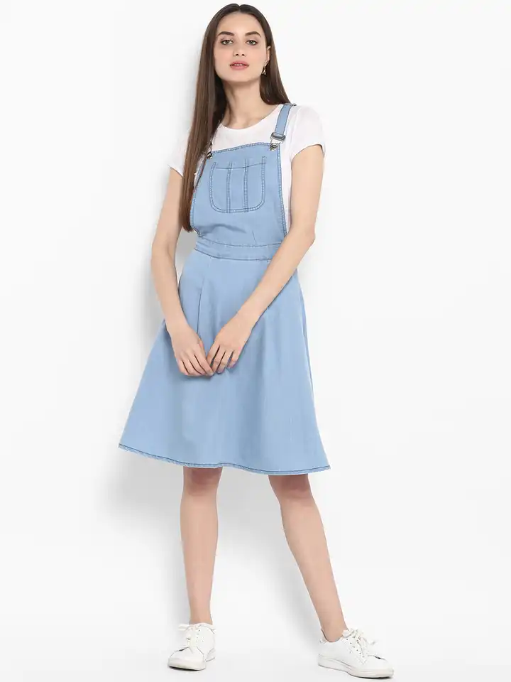white christmas dresses Uskees Womens Organic Denim Pinafore #2002 Washed main image 0