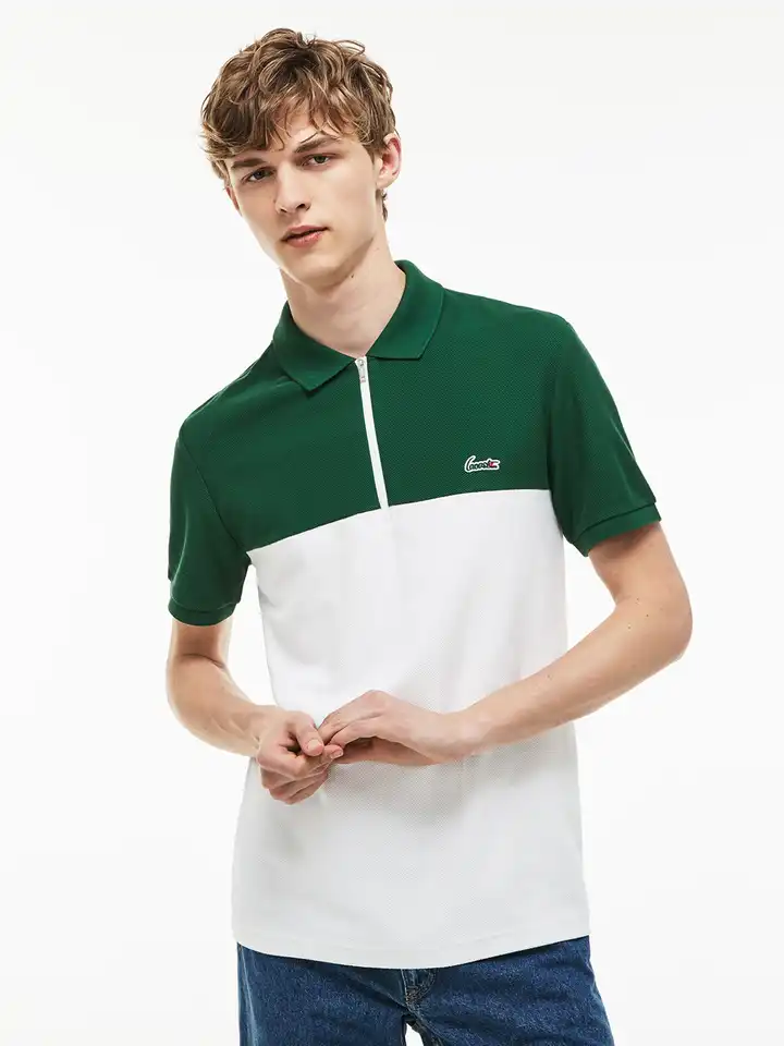 Buy Lacoste Men White Green Slim Fit Colourblocked Honeycomb