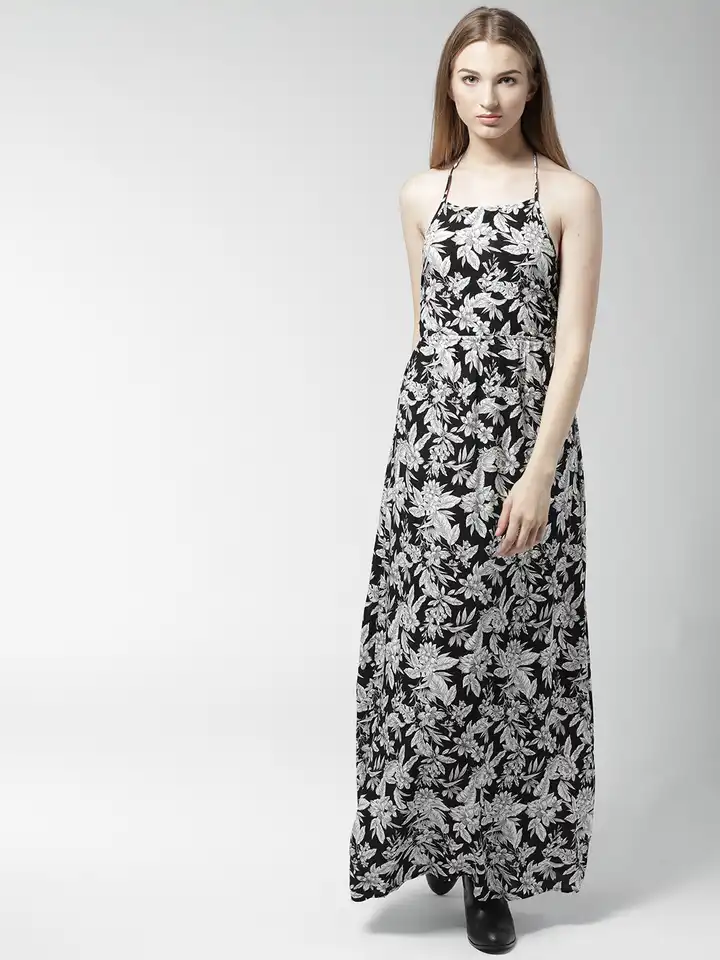 chinese dress ladies Floral-Embroidered Tiered Maxi Dress Dusty Orchid / L