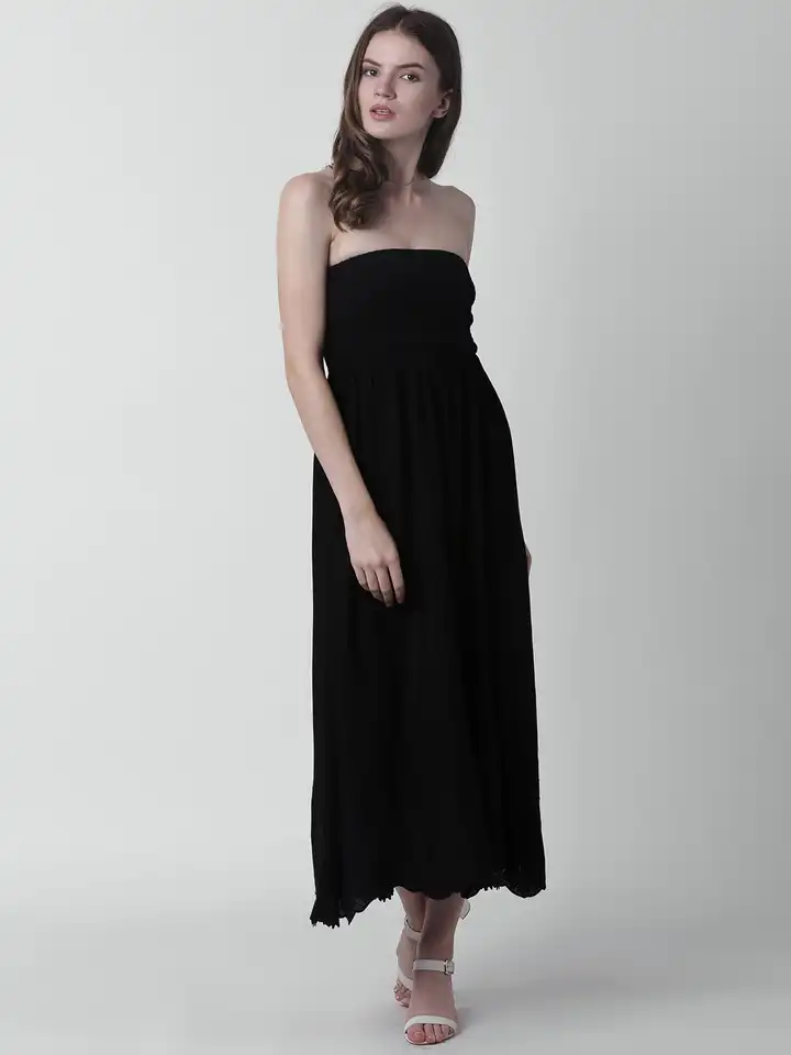 chinese dress ladies Plus Size Cutout Maxi Tube Dress in Black