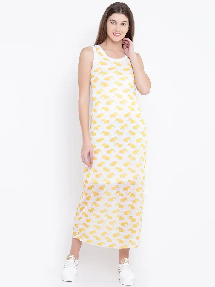 global desi yellow maxi dress Buy Global Desi Off-White & Mustard Yellow Elephant Printed Maxi Dress -  Dresses for Women 712323