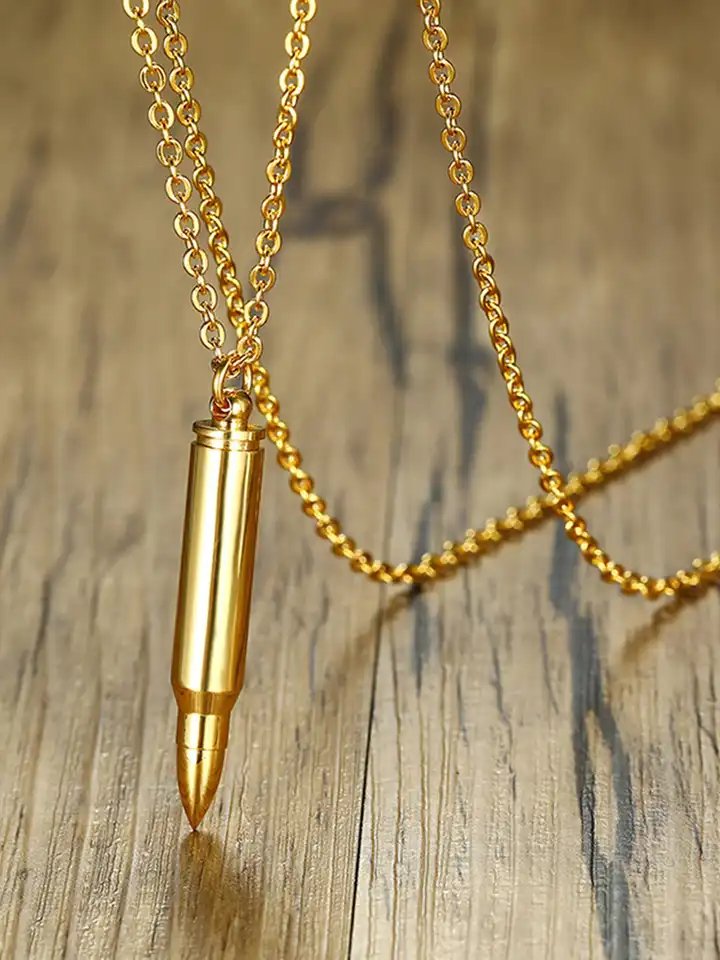 Buy Peora Men Gold-Toned Rifle Bullet Pendant with Chain - Pendant Buy Peora Men Gold-Toned Rifle Bullet Pendant with Chain - Pendant