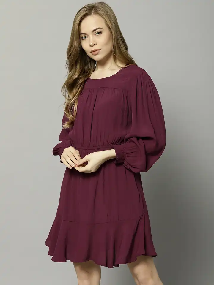 Buy Marks & Spencer Women Burgundy Solid Fit & Flare Dress - Dresses for Women 7493753 | Myntra Buy Marks & Spencer Women Burgundy Solid Fit & Flare Dress - Dresses for Women 7493753 | Myntra