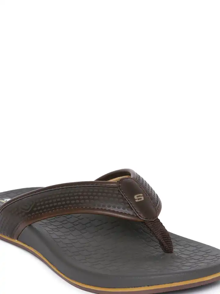 Buy Skechers Men Brown Solid Thong Flip-Flops - Flip Flops  display picture 2