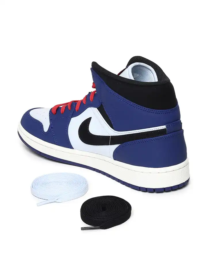 red and blue nike shoes high tops