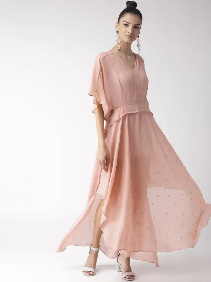 strapless open back dress Lena Embroidered Sheer Maxi Dress main image 0