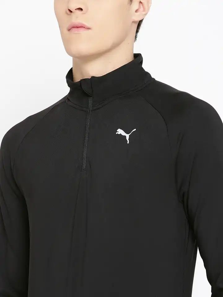 Buy Puma Men Black Virat Kohli Active Half Zip Solid T-Shirt