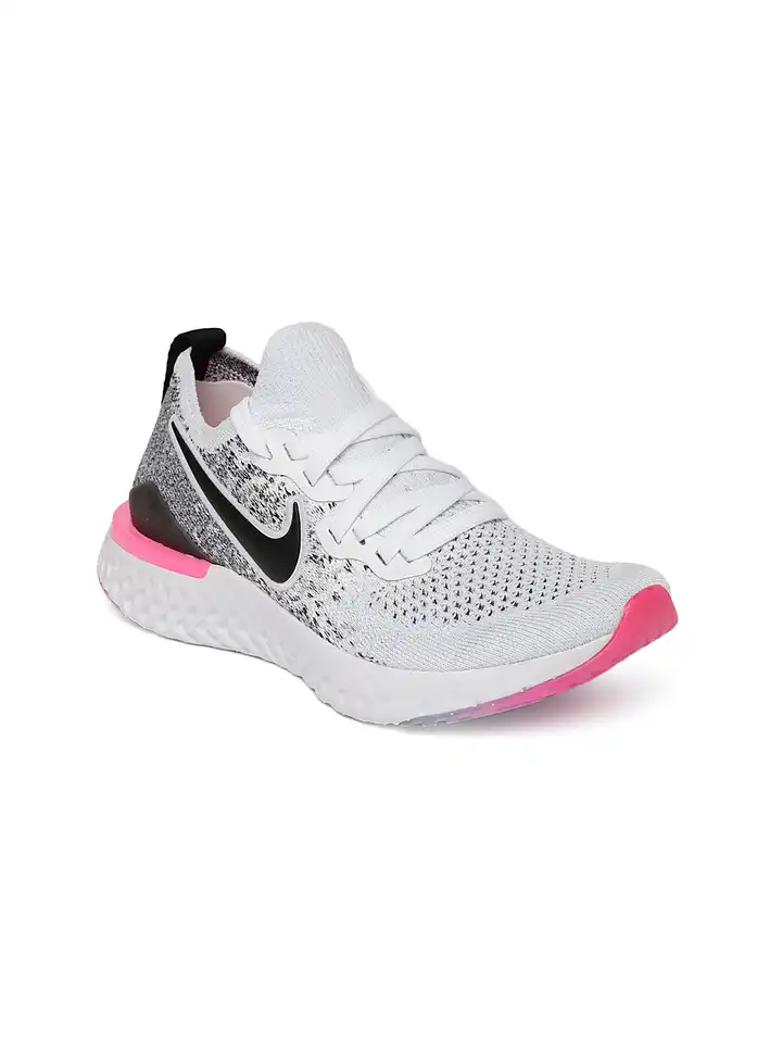 nike running epic react trainers in white and pink