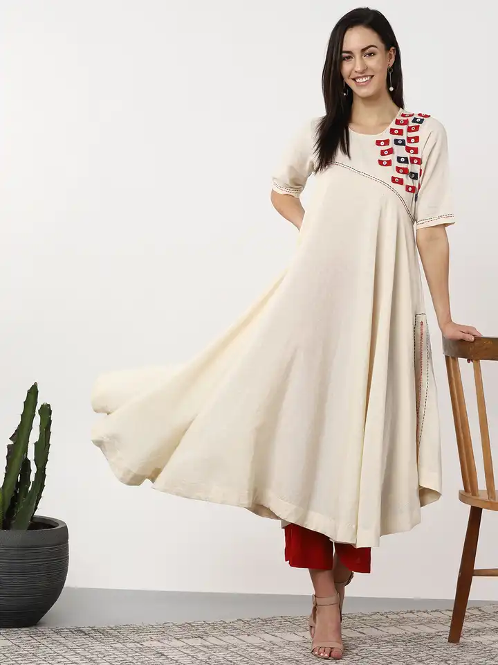 Buy Sangria Women Off-White & Red Yoke Design Asymmetrical Hem Anarkali Kurta - Kurtas for Women 9369701 | Myntra Buy Sangria Women Off-White & Red Yoke Design Asymmetrical Hem Anarkali Kurta - Kurtas for Women 9369701 | Myntra