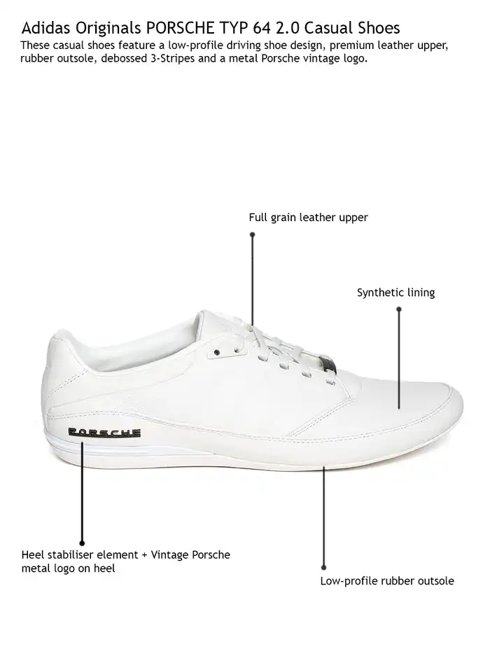 Buy ADIDAS Originals Men White Porsche TYP 64 2.0 Leather Casual Shoes -  Casual Shoes for Men 979953 | Myntra
