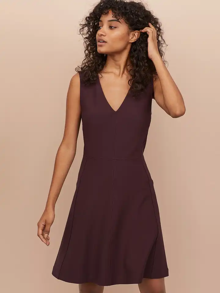 Buy H&M Women Burgundy Solid Fitted Dress - Dresses for Women 10903700