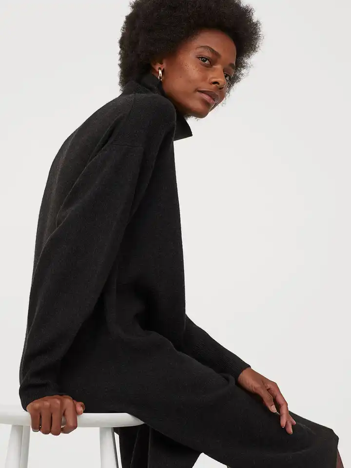 Buy H&M Women Charcoal Grey Solid Knitted Polo Neck Dress - Dresses for Women 11038250 | Myntra Buy H&M Women Charcoal Grey Solid Knitted Polo Neck Dress - Dresses for Women 11038250 | Myntra