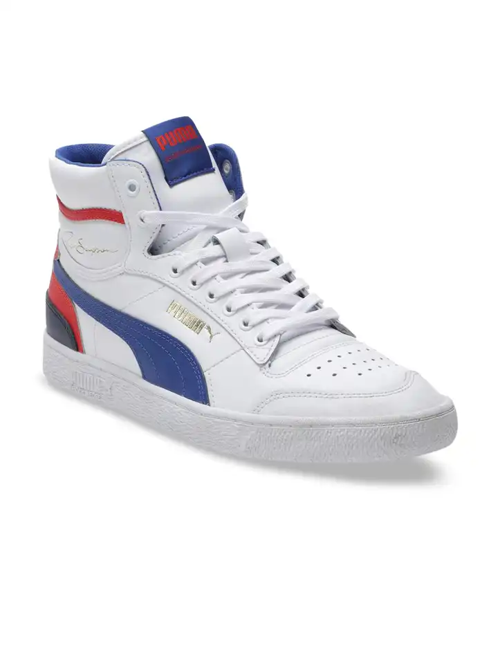 puma mid white red blue