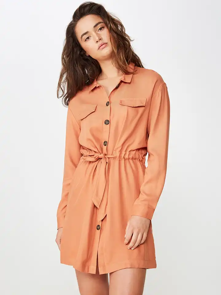 Buy COTTON ON Women Tan Brown Solid Shirt Dress - Dresses for Women  10682322 | Myntra