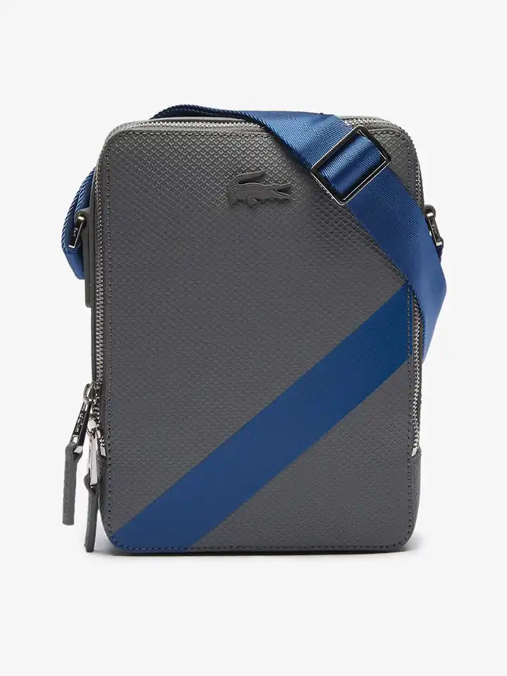 Buy Lacoste Men Grey & Blue Colourblocked Messenger Bag