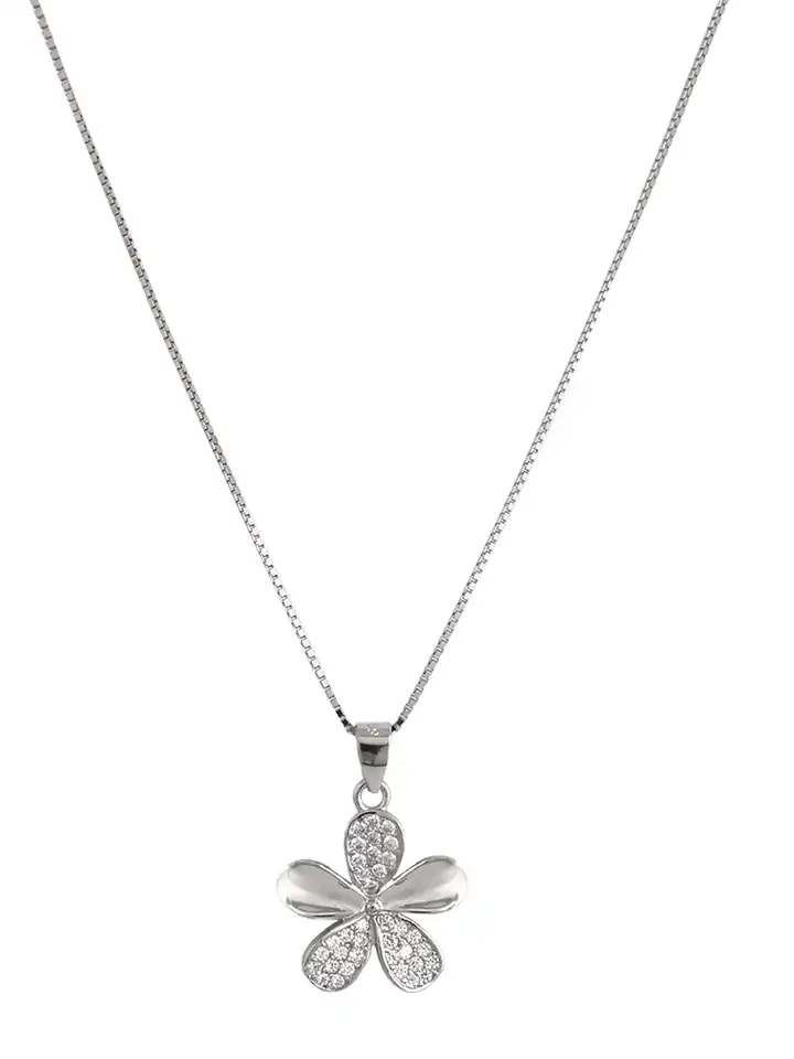 Buy GIVA 925 Silver Flower Pendant With Link Chain - Pendant for