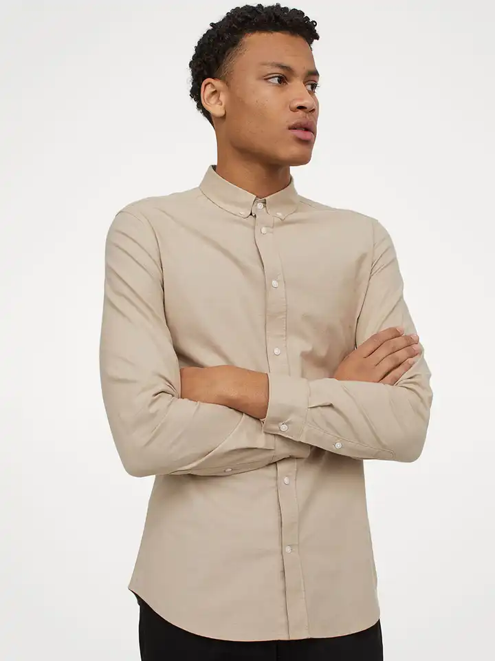 Regular Fit Twill shirt Beige Men H&M IN