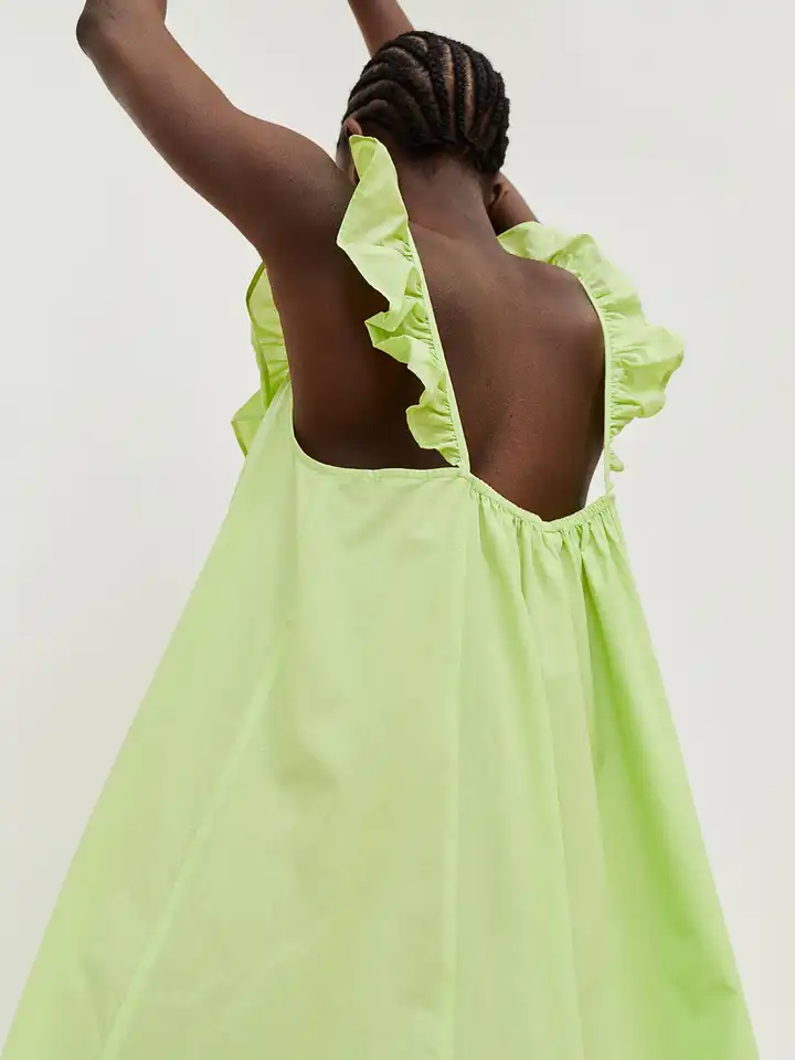 Buy H&M Women Green Flounce-Detail Cotton Dress - Dresses for Women  14745048 | Myntra