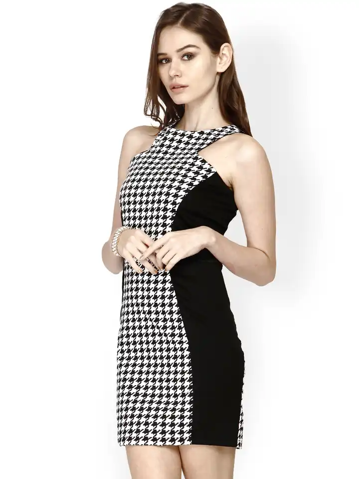 Buy FabAlley Black & White Printed Bodycon Dress - Dresses for Women 703550 