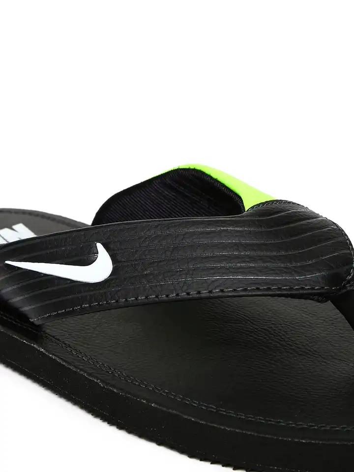 nike slippers black and green