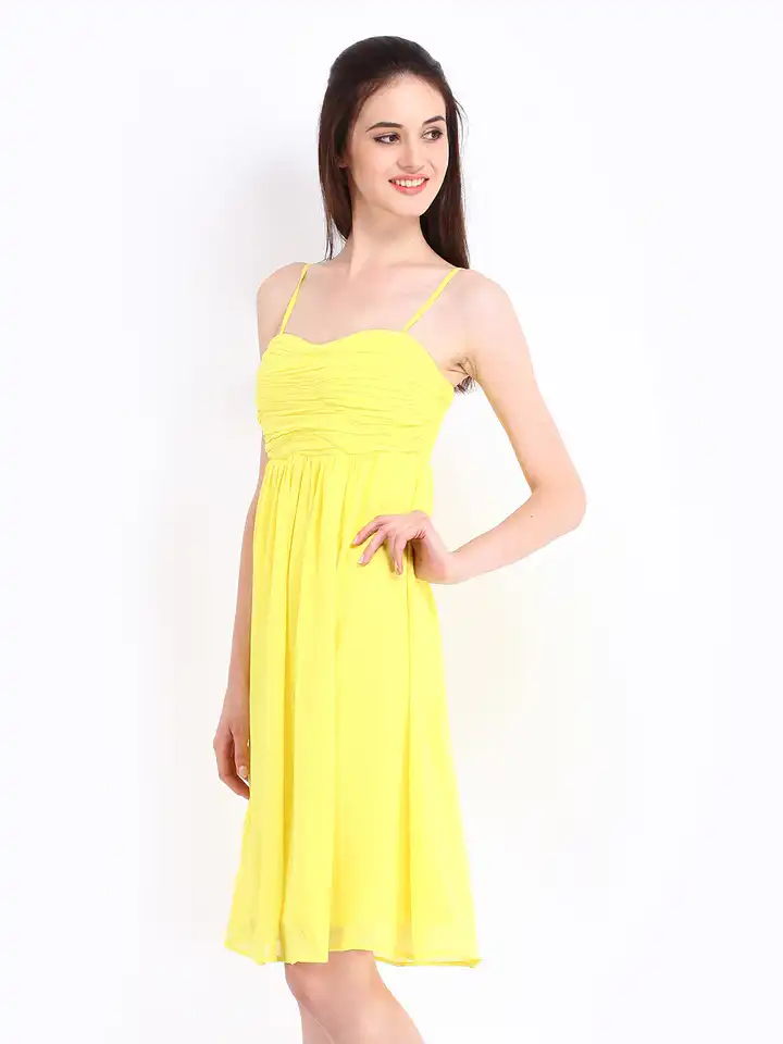 Buy Vero Moda Yellow Fit & Flare Dress - Dresses for Women 313602 | Myntra