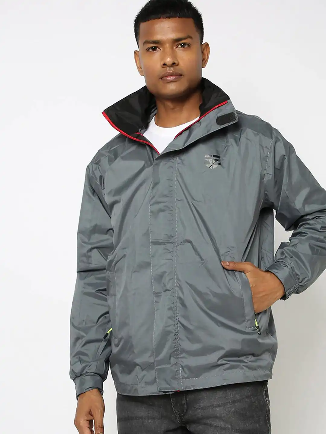 Buy Sports52 wear Men Grey & Black Reversible Hooded Rain Jacket