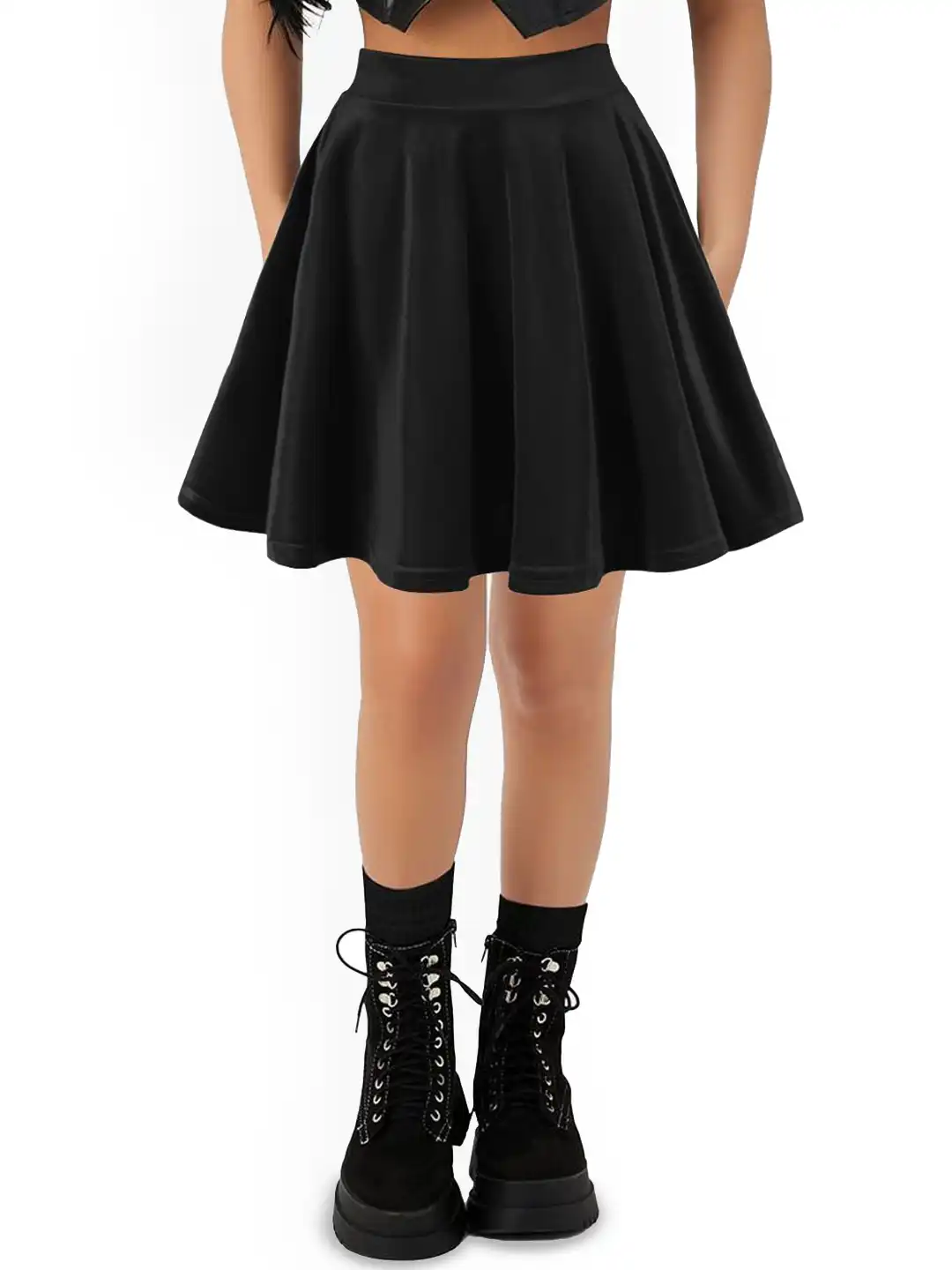 Buy PINK SHELL Women Velvet Pleated Flared Mini Skirt - Skirts for