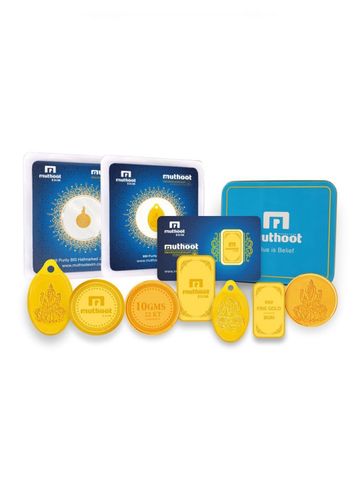 Muthoot Pappachan Swarnavarsham 24k (999) 5.5gm Yellow Gold Coin - Pack