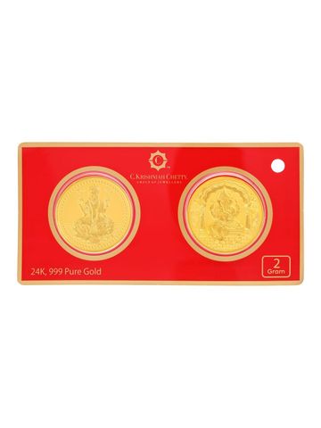 C KRISHNIAH CHETTY JEWELLERS PVT LTD Set Of 2 24Kt Gold Coin-2g
