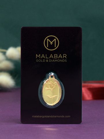 Malabar Gold & Diamonds Rose 999 Purity 24KT Gold Coin Cum Pendant - 3g