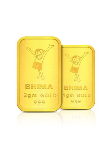 BHIMA Set Of 2 24K 999 Purity Gold Bar 2g+1g