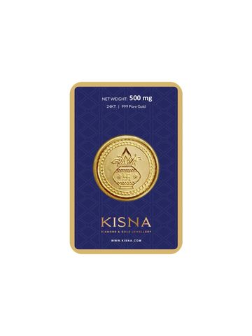 KISNA DIAMOND AND GOLD JEWELLERY Kalash Patterened 24KT (999) Gold Coin-