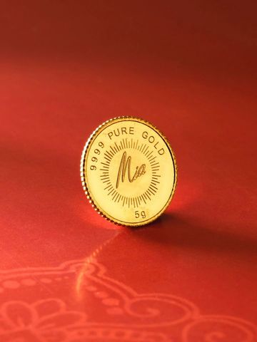 Mia by Tanishq 24k (999.9) 5gm Lotus Yellow Gold Coin