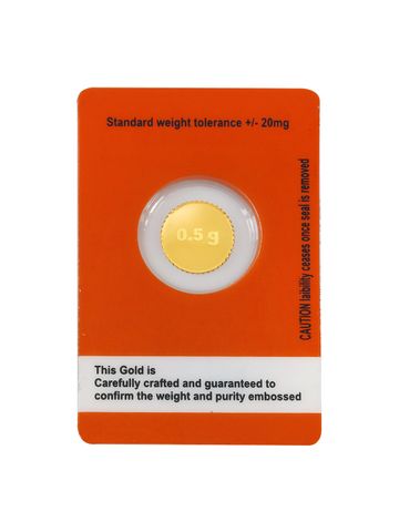 BANGALORE REFINERY 24KT 999 Purity Gold Coin- 0.5 g