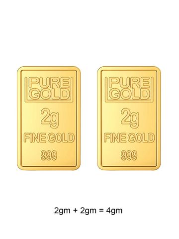 Joyalukkas Pack of 2 24 KT Floral Gold Bar Combo- 2 g + 2 g