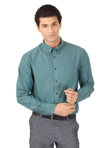 Indian Terrain Men Sea Green Slim Fit Shirt